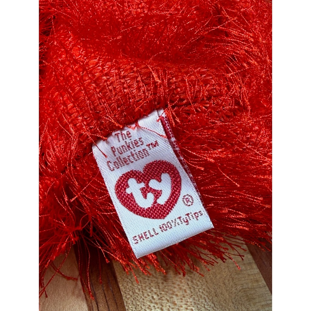 Ty Punkies Sizzles Red Shaggy Bear Plush Toy 2002 The Punkies Collection - Picture 5 of 6